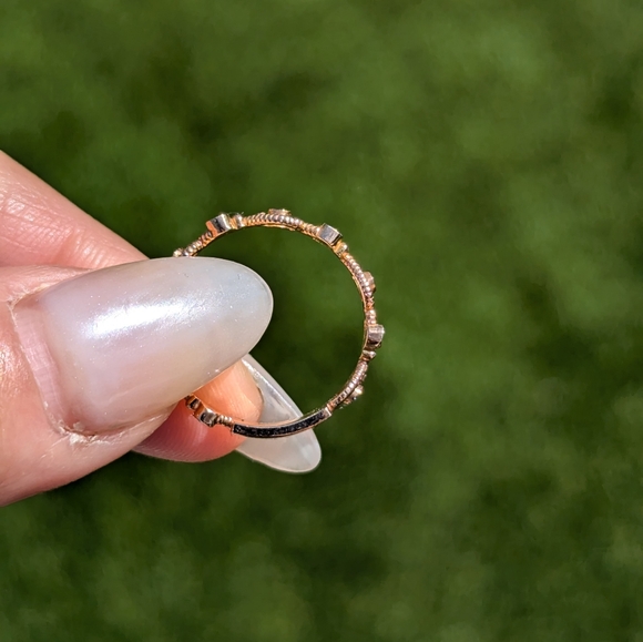 14K Rose Gold Diamond Milgrain Floral Vine Style Band Ring - Picture 6 of 10